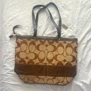 Vintage Brown Coach Canvas Message Bag